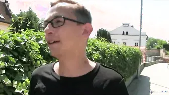 CZECH HUNTER 448 - Twink With Trendy Glasses Gets His Balls Played With