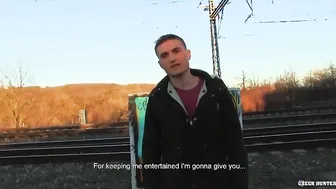 CZECH HUNTER - Slim Dude Found By The Train Tracks Gets His Tight Ass Pounded