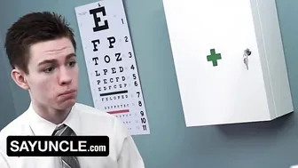 SayUncle - Innocent Young Man Shoots Hot Cum While Being Anal Fucked With A Dildo By The Perv Doctor