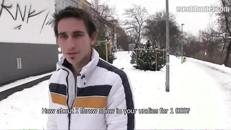 CZECH HUNTER 395 - Cute Hunk Whips Out His Dick In The Snow Then Goes All In