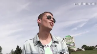 CZECH HUNTER 377 - Hot Dude In Sunglasses Sucks & Rides A Dick Raw In Public