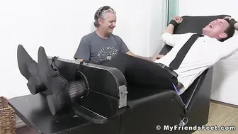 Business gay restrained by foot fetish dominant master
