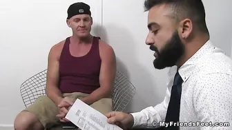 Passionate homo pleasures friends foot soles with tongue