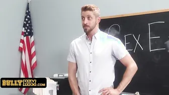 Bully Him - Athletic Teacher Makes Shy College Student To Show Him His Enthusiasm On His Desk