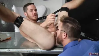 Club Inferno Dungeon Dildo Doctor Shoves it in Hairy Ass