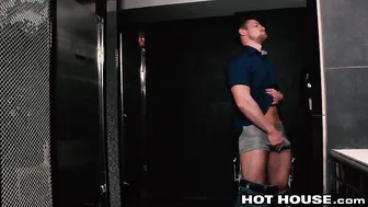 Michael Delray and Kurtis Wolf Both Jerking off in Public Bathroom