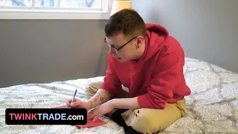 Twink Trade - Nerdy Twink And His Straight Friend Get Fucked By Ther Step Dads For Valentine's Day