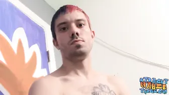 Kinky straight thug Chad jerks off his big cock and cums