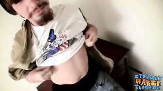 Straight thug Samuel Phatom cums on himself while jerking