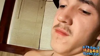 Skinny thug goes naked before starting to jerk off wildly