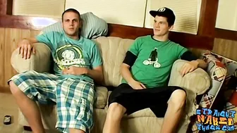 Three straight amateurs jerking their dicks off together