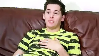 Big throbbing cock amateur Ethan jerks off after interview