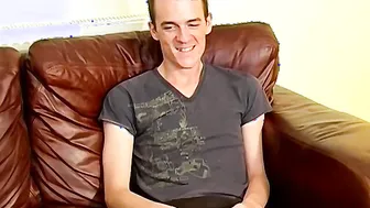 Skinny British twink Sean M cums while jerking off solo