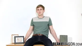 British amateur twink stips after an interview and jerks off