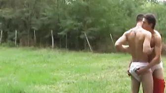Young Euro soccer players lick ass before anal pounding