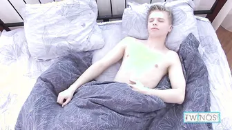 Slim Blonde Twink James Rubs His Rock Hard Cock And Cums!
