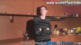 Solo twink jerks off rod