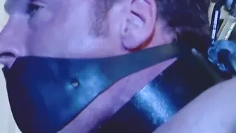 Fit guy gets bound with chains and has his back whipped