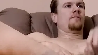 Amateur guy lubes up his dick and cums after jerking off
