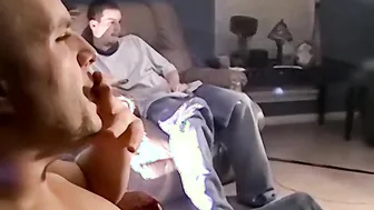 Beefy American Jason sucking straight dick and cumshot