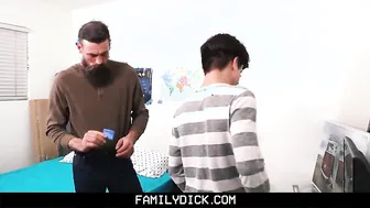 FamilyDick - StepDaddy teaches virgin stepson to suck and fuck