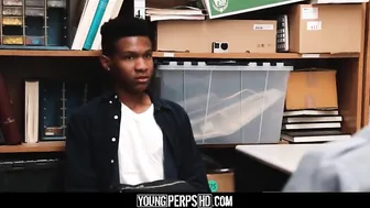 Black Twink Caught Shoplifting Fucked By White Security Officer
