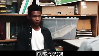 Skinny Ebony Twink Caught And Barebacked By Security