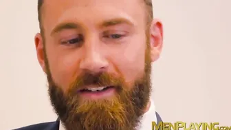 Executives enjoy sloppy blowjob before a rough analfucking