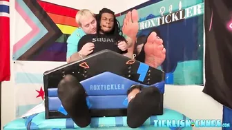 Submissive black stud tickled all over feet and yummy cock