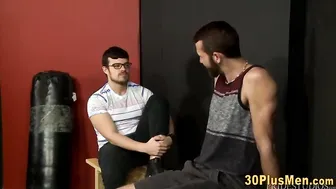 Cock sucking bear rides chubby dude