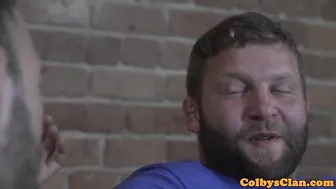 Straight muscle bear pounds ass balls deep