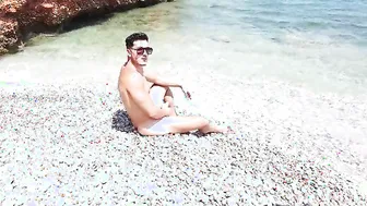 Hot sloppy blowjob on the beach