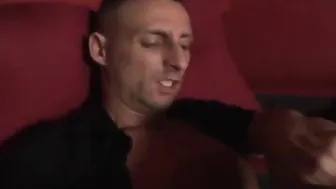 Hunk throatfucked and rammed in the ass at the movies