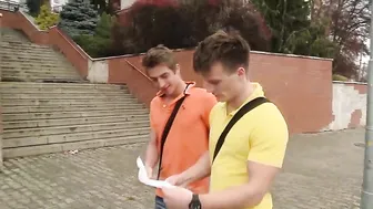 Two pretty studs meet to study and have hot gay sex for the first time instead