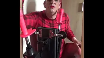 bisexual crossdresser lets the toy fuck him as he gets a taste of it afterwards