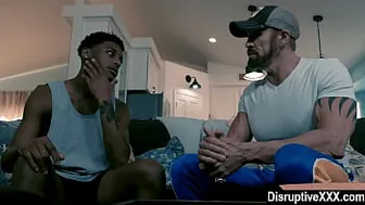 Hot black jock barebacked by older coach