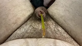 Me With a Homemade Catheter on Up My Penis Laying On My Couch